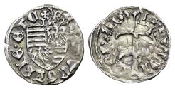 World Coins - Hungary. Sigismund I (1506-1548). AR Denar  Patriarchal cross R/ Hungarian arms.