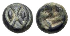 Ancient Coins - Lesbos.Uncertain.(Circa 450 BC).BI Hemiobol. Two eyes (or grains?). RARE