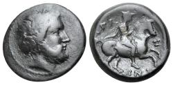 Ancient Coins - Thessaly, Krannon, c. 400-300 BC. Æ Dichalkon R/ HORSEMAN