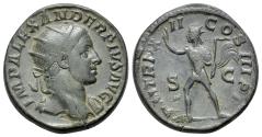 Ancient Coins - Severus Alexander (AD 222-235). Æ Dupondius. Rome, AD 233. R/ SOL