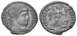 Ancient Coins - Constantine I (AD 307/310-337). Æ Follis - Nummus. Treveri, 323-4.  R/ VICTORY