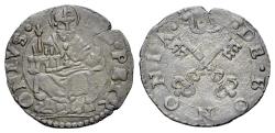 World Coins - Italy, PAPAL STATE. Bologna. Anonima Pontificia, c. 14th century. BI Quattrino. Arms over keys. R/ St. Petronius.