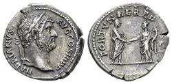 Ancient Coins - Hadrian (AD 117-138) AR Denarius. Rome, 134-138. R/ FORTVNAE REDVCI