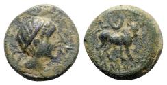 Ancient Coins - Spain, Castulo, late 2nd century BC. Æ Half Unit - Semis