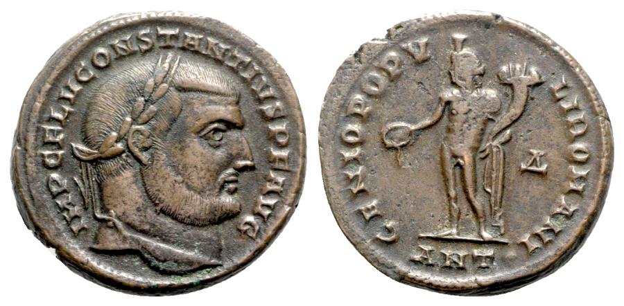 Ancient Coins - Constantius I (Caesar, 293-305). Æ Follis - Antioch - R/ Genius