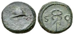 Ancient Coins - Anonymous issues, temp. Domitian to Antoninus Pius, 81-161. Æ Quadrans. Winged petasus. R/ Winged caduceus