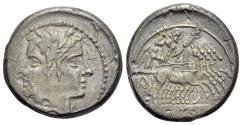Ancient Coins - ROME REPUBLIC Anonymous. Circa 225-214 BC. AR Didrachm – Quadrigatus. Uncertain mint (South Italy or Sardinia). RARE