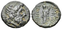 Ancient Coins - Seleukid Kings, Antiochos IX (114-95 BC). Æ 17mm. Uncertain mint. R/ Tyche standing RARE