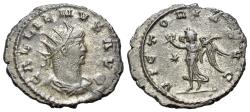 Ancient Coins - Gallienus (AD 253-268 AD). BI Antoninianus, Antioch, c. 260-268. R/ VICTORIA AVG, Victory advancing left