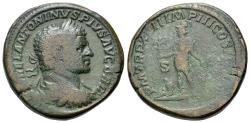 Ancient Coins - Caracalla (AD 198-217). Æ Sestertius. Rome mint. Struck AD 214.  R/ MARS