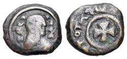 Ancient Coins - AXUM. temp. Ezanas (mid. 340s-circa 380). Æ Lepton. Anonymous 'BACIΛEYC' issue. R/ Cross pattée within annulet.
