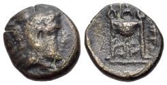 Ancient Coins - Macedon, Philippoi, c. 356-345 BC. Æ 16mm. R/ TRIPOD