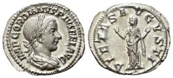 Ancient Coins - Gordian III (238-244). AR Denarius. Rome, AD 241. R/ PIETAS EXTREMELY FINE