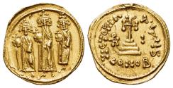 Ancient Coins - Heraclius with Heraclius Constantine and Heraclonas (610-641), AV Solidus, Constantinople, dated Year 10 (636/7),