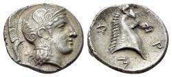 Ancient Coins - Thessaly, Pharsalos. Late 404-350 BC. AR Hemidrachm. R/ Head of horse NICE !!