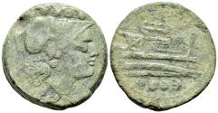 Ancient Coins - ROME REPUBLIC Staff series. Ӕ Triens (28mm). Etruria (?), 208 BC. RARE