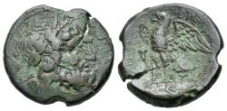 Ancient Coins - Italy, Bruttium. The Brettii, c. 214-211 BC. Æ. Laureate head of Zeus r. R/ Eagle standing l. on thunderbolt; cornucopia to l. HN Italy 1978.