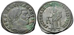 Ancient Coins - Constantius I (Caesar, AD 293-305). Æ Nummus - Follis. Ticinum, 300-3. R/ MONETA standing