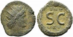 Ancient Coins - Gallienus, c. AD 268. Æ Dupondius. Rome. Radiate head of Genius  R/ INT/VRB above and below large S C