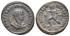 Ancient Coins - Constantine II (Caesar, 316-337). Æ Follis. Ticinum, 317-8. R/ Sol advancing