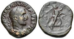 Ancient Coins - Aemilian (253 AD) Æ Sestertius R/ VICTORIA AVG, Victory advancing right EXTREMELY RARE