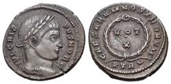 Ancient Coins - Crispus (Caesar, 316-326). Æ Nummus - Follis. Treveri, AD 323/4. R/ VOT X