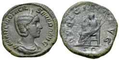 Ancient Coins - Otacilia Severa (Augusta, 244-249). Æ Sestertius. R/ PUDICITIA
