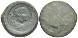 Ancient Coins - Sicily, Akragas, c. 425/0-410/06 BC. Æ Hemilitron  c/m: head of Herakles
