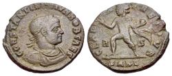 Ancient Coins - Constantine II (AD 337-340). Æ Follis. Arles mint. R/ CLARITAS REIPVB - SOL