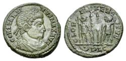 Ancient Coins - Constantine I (AD 307/310-337) BI Nummus. Lugdunum AD 331/2. R/ GLOR-IA EXERC-ITVS