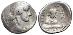Ancient Coins - Roman Republican. M. Plaetorius M.f. Cestianus (c. 69 BC) AR Denarius. Draped bust of Fortuna R/ Half-length figure. RARE