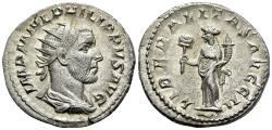 Ancient Coins - Philip I (AD 244-249). AR Antoninianus. Rome, AD 245. R/ LIBERALITAS - EXTREMELY FINE