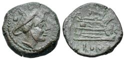 Ancient Coins - ROME REPUBLIC Anonymous (211-208 BC). Æ Sextans. Corn-ear and KA series. Mint in Sicily.