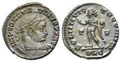 Ancient Coins - Constantine I (AD 307/310-337). Æ Nummus - Follis. Lugdunum, 314-5. R/ SOL Ex trésor de Chitry, exemplaire n 1788