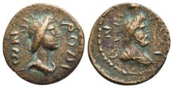 Ancient Coins - ISLANDS off CARIA. Rhodes. Pseudo-autonomous (Early-mid 2nd century). AE 17mm. Radiate and draped bust of Helios. R/ Radiate and draped bust of Serapis