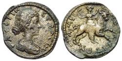 Ancient Coins - Faustina Junior (Augusta, AD 161-180). Macedon, Amphipolis. Æ 22mm. R/ Artemis Tauropolos riding bull charging