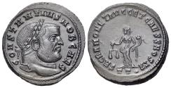 Ancient Coins - Constantius I (As Caesar, AD 293-305). Æ Follis. Ticinum mint, 3rd officina. R/ MONETA