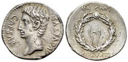 Ancient Coins - Augustus (27 BC-AD 14). AR Denarius. Uncertain Spanish mint (Colonia Caesaraugusta?), c. 19-18 BC.