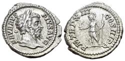 Ancient Coins - Septimius Severus (193-211). AR Denarius. Rome, c. 201-210. R/ Roma standing