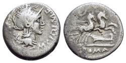 Ancient Coins - ROME REPUUBLIC M. Cipius M.f. 115-114 BC. AR Denarius. Rome mint. R/ Victory driving galloping biga