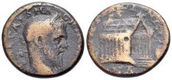 Ancient Coins - Phoenicia, Tyre. Macrinus. A.D. 217-218. AE 24mm R/ Temple of the Phoenician Melkart