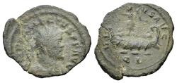 Ancient Coins - Allectus (Romano-British Emperor, AD 295-296). BI Quinarius - VERY RARE TYPE - R/ Victory to left amid Ships