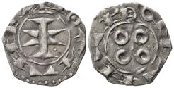 World Coins - France, Melgueil. Uncertain Count or Bishop, 13th century. BI Obol. Maguelonne. Cross with crossbars composed of episcopal mitres
