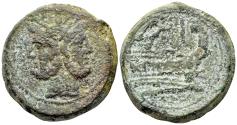 Ancient Coins - ROME REPUBLIC Victory series, central Italy, 211-208 BC. Æ As (36.5mm, 49.82g, 10h)