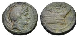 Ancient Coins - ROME REPUBLIC Anonymous, c. 200 BC. Æ Uncia. Unofficial issue. R/ PROW SCARCE