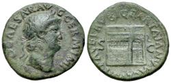 Ancient Coins - Nero (AD 54-68). Æ As. Rome, c. AD 66. R/ Three-quarter view of the Temple of Janus