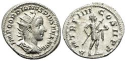 Ancient Coins - Gordian III (238-244). AR Antoninianus. Rome, AD 241. R/ Gordian standing EXTREMELY FINE