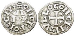 World Coins - France, Béarn. Anonymous, 12th-13th century. AR Denier  A/P+. R/ CENTVLLO COME, Cross