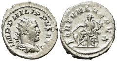 Ancient Coins - Philip I (AD 244–249). AR Antoninianus. Rome. R/ Fortuna seated