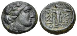 Ancient Coins - Thessaly, Thessalian League, c. 150 BC. Æ Trichalkon. Hippolochos and Ari…, magistrates. R/ Athena Itonia